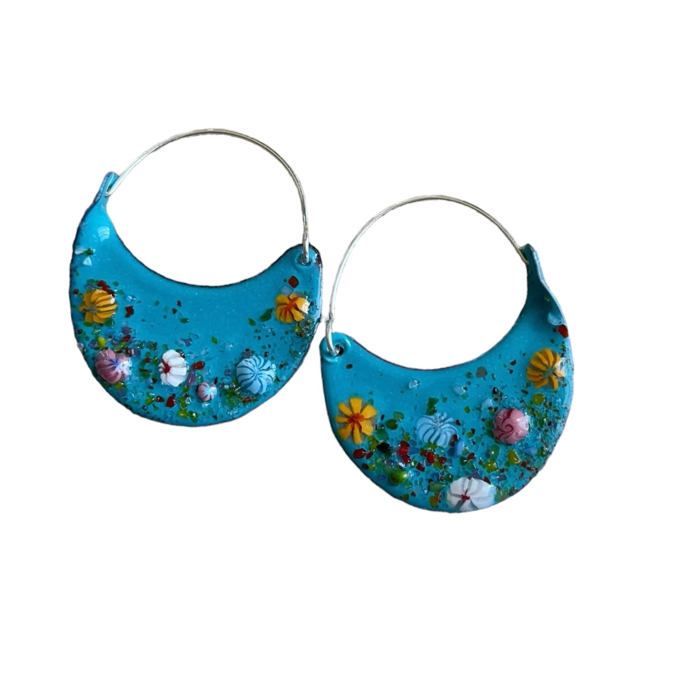 SS CRESCENT HOOP, TINY GARDEN, TURQUOISE