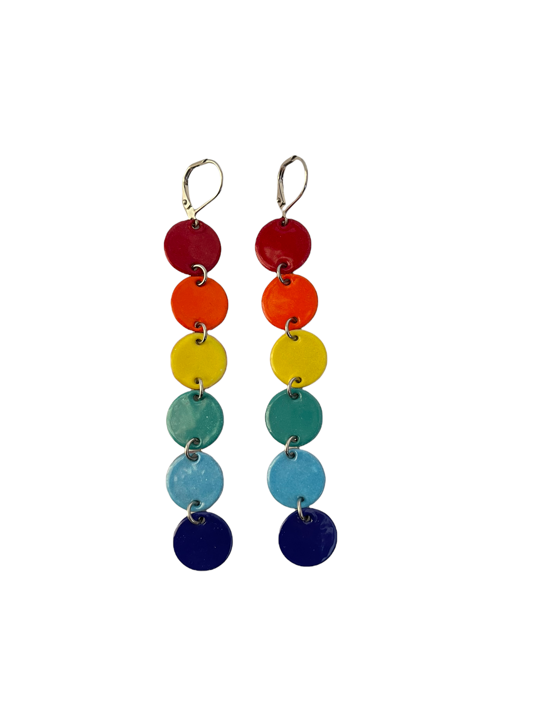 STRING OF TINY CIRCLES EARRINGS, RAINBOW BRIGHTS